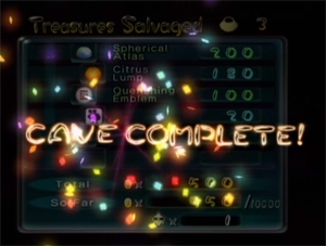 Cave Complete screen in Pikmin 2