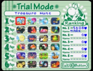Trial Mode menu in Yoshi's Story