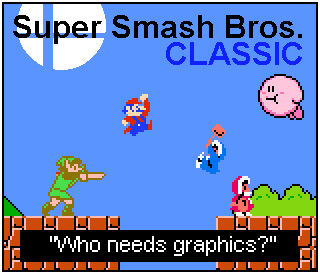 NES Mario, Kirby, Link and Ice Climbers fight in a Super Mario Bros. level