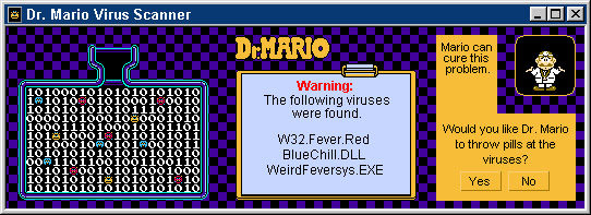 A virus scan, except it's Dr. Mario sprites