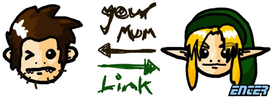 A picture of Link and a picture of an ugly, hairy face. Guess which one's your mum.