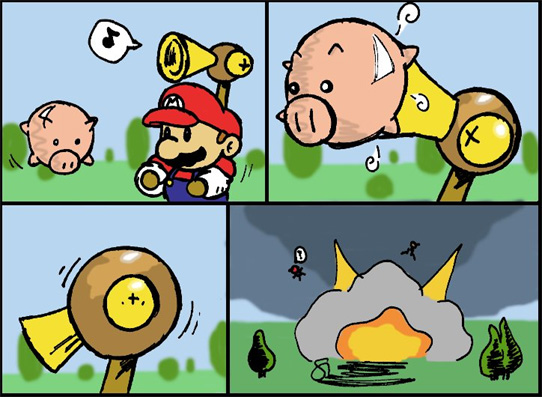 FLUDD slurps up a Poink and explodes