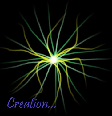A green and yellow electric effect on a black background