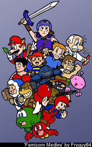 A stack of heroes from Famicom games