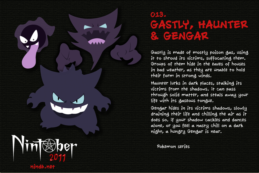 Gastly, Haunter & Gengar art by Fryguy64 © 2011