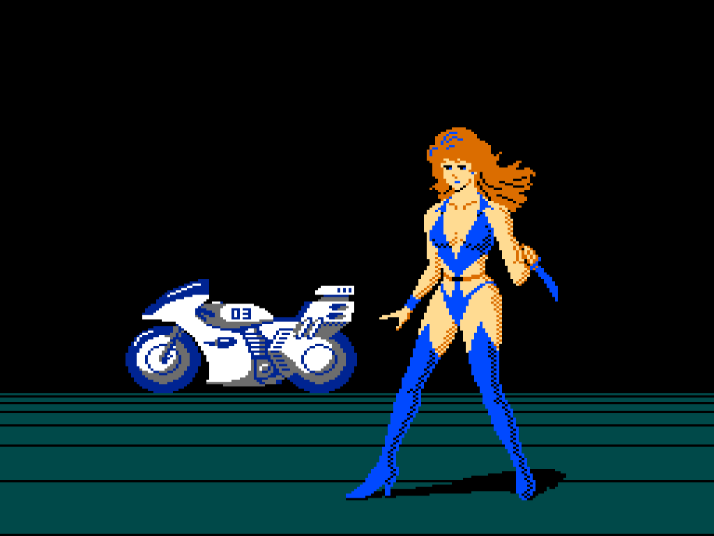 Mach Rider is still a sexy 80s anime girl, but in a blue leotard this time